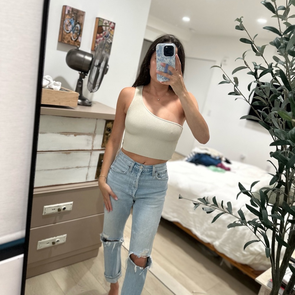 Babaton One-Shoulder White Camisole